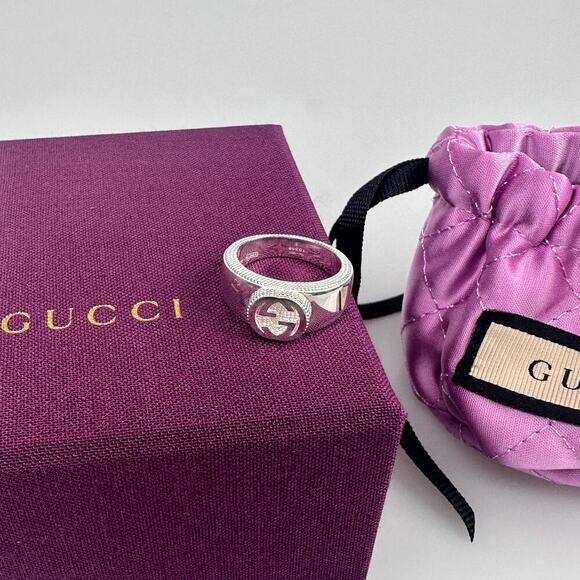 NIB Gucci interlocking G ring in silver Size 11 - Picture 6 of 9